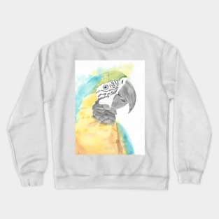 blue and gold macaw watercolor portrait bird parrot Crewneck Sweatshirt